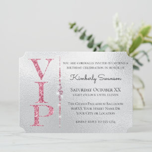 Silber Glamouröse Diamanten Rosa Glitter VIP-Party Einladung