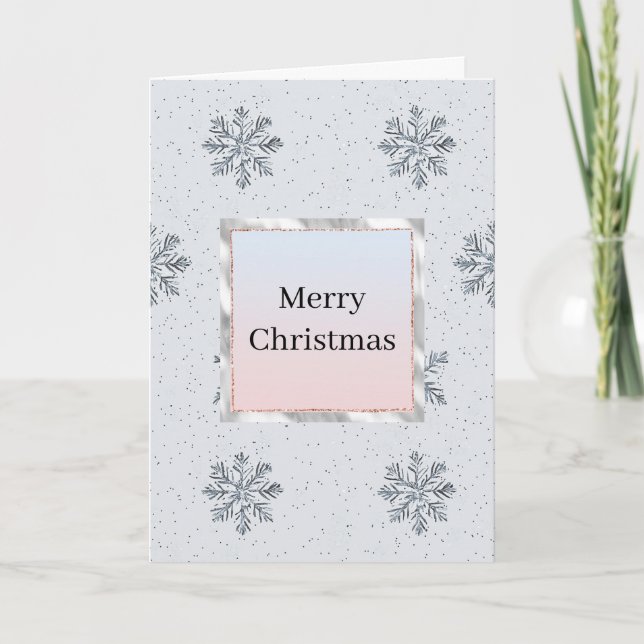 Silber Glanz Schneeflocken Weihnachten Ombre Karte (Vorderseite)