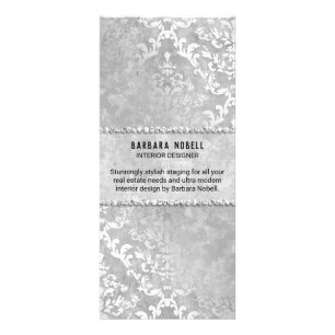 Silber Glimmer Damast Service-Menü Werbekarte