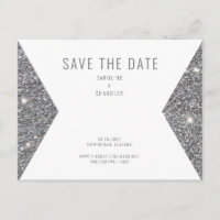 Silber Glitter Bild Moderne Save-the-Date