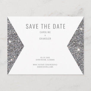 Silber Glitter Bild Moderne Save-the-Date Postkarte