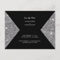 Silber Glitter Bild & Schwarze Foto Save The Date