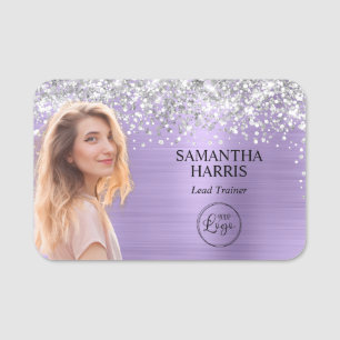 Silber Glitter Blasslila Folien-Schneidefoto-Logo Namensschild