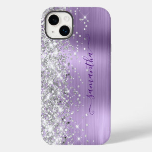 Silber Glitter Blasslila Glam Mädchenhaft Signatur iPhone 14 Plus Hülle