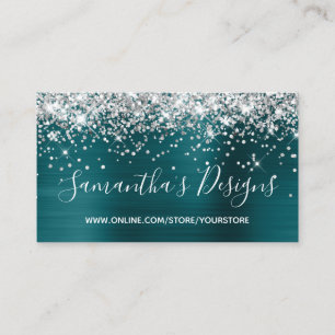 Silber Glitter Blau Türkis Folie Online Shop Visitenkarte