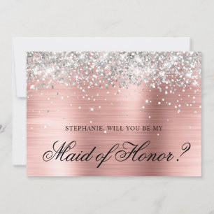 Silber Glitter Blush Folie Brautjungfer Vorschlag Einladung