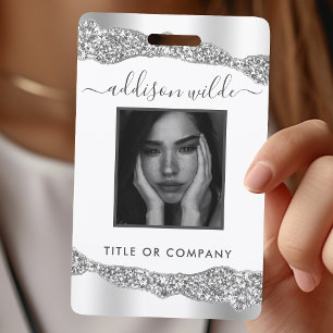 Silber Glitter Diamanten Glam Elegant ID Ausweis