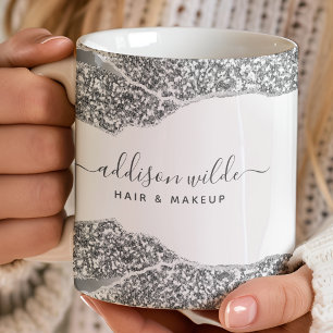 Silber Glitter Diamonds Glam Business Kaffeetasse