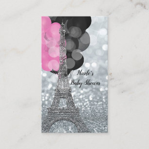 Silber Glitter Eiffelturm-Baby-Party-Windel-Raffle Begleitkarte