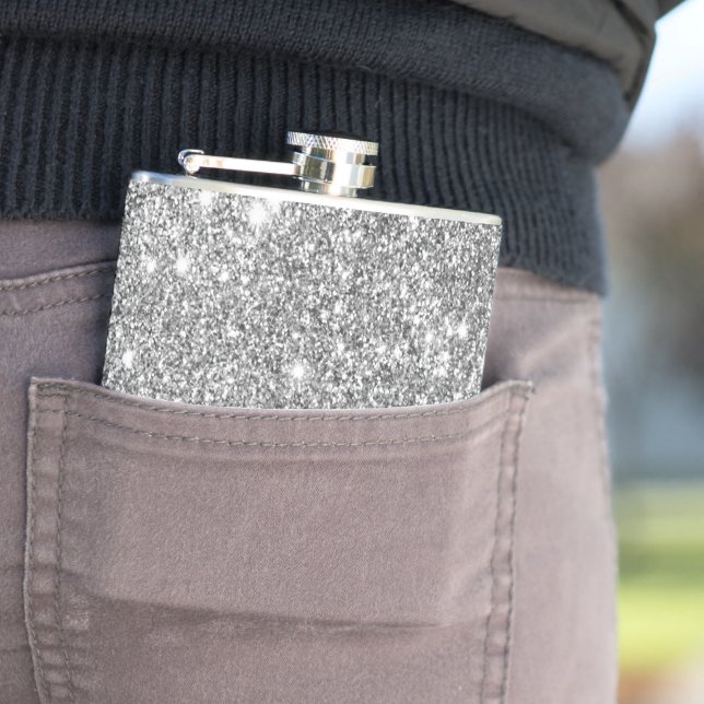 Silber Glitter Funken Flachmann (Beispiel)