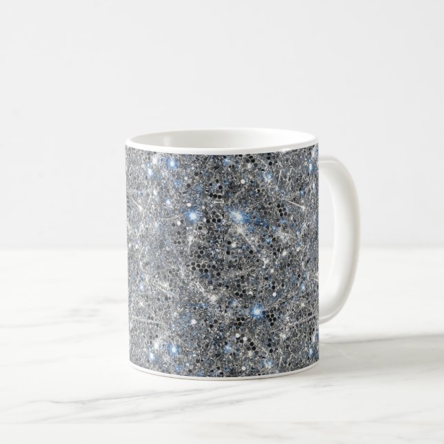 Silber Glitter Funken Hochzeit  Kaffeetasse (VorderseiteRechts)