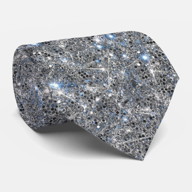 Silber Glitter Funken Hochzeit  Krawatte (Gerollt)