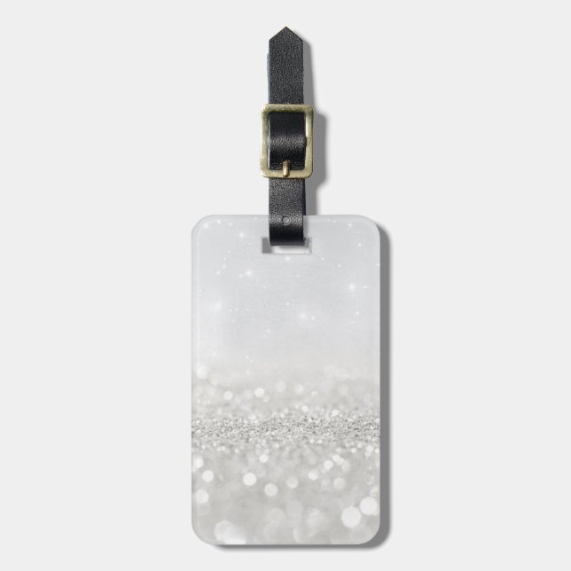 Silber Glitter Gepäckanhänger (Vorderseite vertikal)