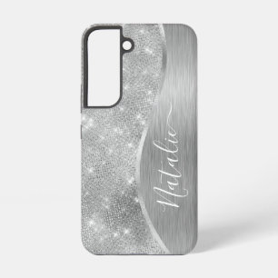 Silber Glitter Glam Bling Personalisierte Metallis Samsung Galaxy Hülle