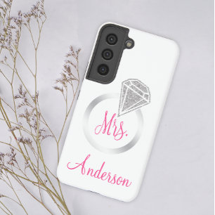 Silber Glitter Glam Ring Mrs Braut Initial Name Samsung Galaxy Hülle