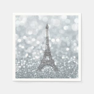 Silber Glitter Glanz Paris Eiffelturm Glamour Serviette