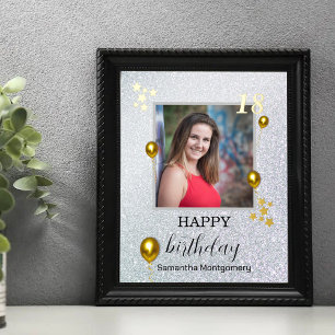 Silber Glitter Gold Ballons Alles Gute zum Geburts Foliendrucke