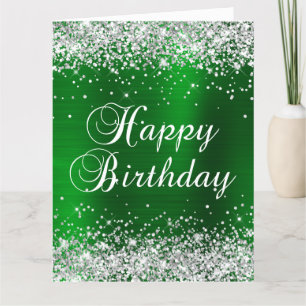 Silber Glitter Grün Folie Groß Alles Gute zum Gebu Karte