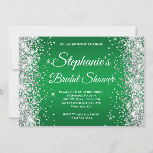 Silber Glitter Helles Grün Ombre Fancy Monogramm Einladung