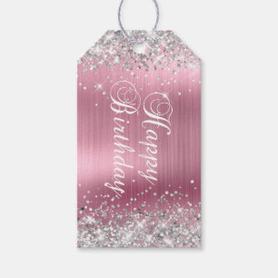 Silber Glitter Hellrosa Folie Alles Gute zum Gebur Geschenkanhänger