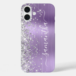Silber Glitter Hellviolett Metallisch Weiblich iPhone 16 Plus Hülle