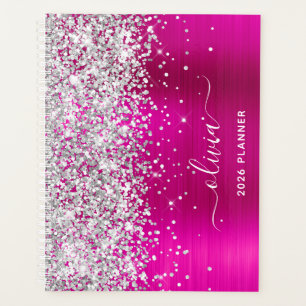 Silber Glitter Hot Pink Folien-Schwung-Signatur Planer