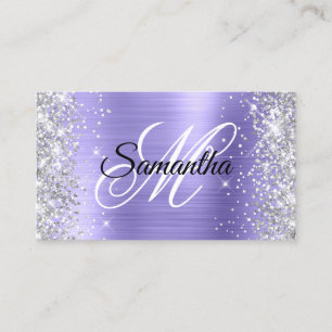 Silber Glitter Immergrün Folie Fancy Monogramm Visitenkarte