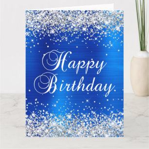 Silber Glitter Königlich Blau Großes Alles Gute zu Karte
