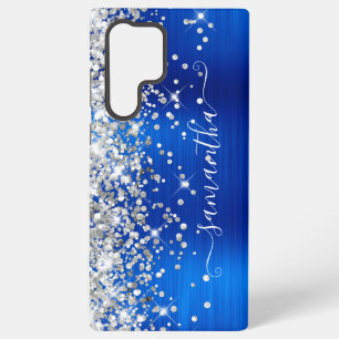 Silber Glitter Königlich Blau Weibliches Signature Samsung Galaxy Hülle