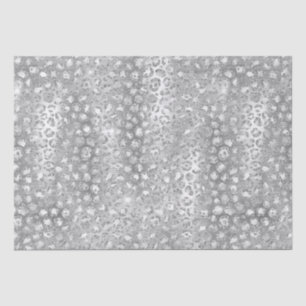 Silber Glitter Leoparden Flecken Metallisch Tier Seidenpapier