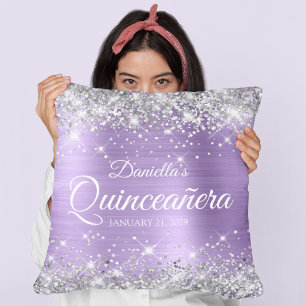 Silber Glitter Light Purple Folie Quinceañera Kissen