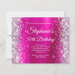Silber Glitter Magenta Folie Monogramm 50. Geburts