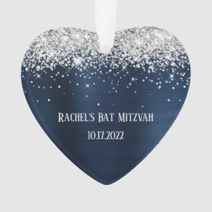 Silber Glitter Marineblauer Folien Bat Mitzvah Her Ornament