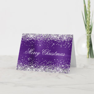 Silber Glitter Metallic Königliches Lila Familienf Karte