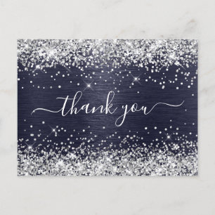 Silber Glitter Mitternachtsblaue Folie Dankeschön Postkarte