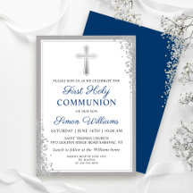 Silber Glitter Navy Blau Erste heilige Kommunion