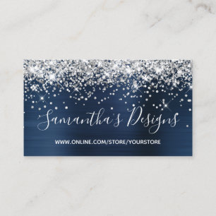 Silber Glitter Navy Blau Folie Online-Shop Visitenkarte