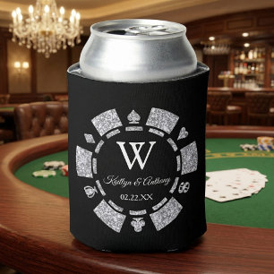 Silber Glitter Poker Chip Casino Hochzeit Dosenkühler