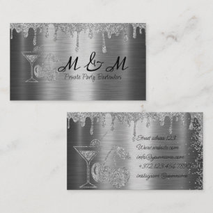 Silber-Glitter Privatparty Barkeeper Visitenkarte