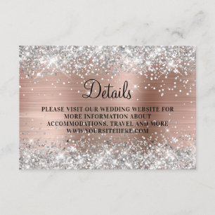 Silber Glitter Rose Gold Folie Hochzeitsdetails Begleitkarte