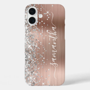 Silber Glitter Roségold Metallisches Girly Signatu iPhone 16 Plus Hülle