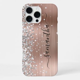 Silber Glitter Roségold Metallisches Girly Signatu iPhone 16 Pro Max Hülle