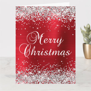 Silber Glitter Roter Folie Großer Frohe Weihnachte Karte