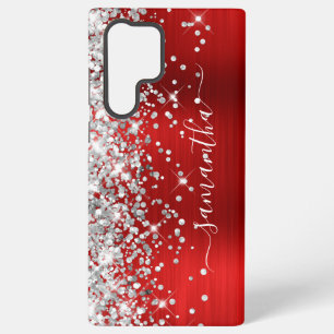 Silber Glitter Roter Folien Girly Schriftzug Samsung Galaxy Hülle