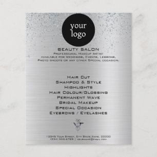 Silber Glitter Schönheitssalon Flyer