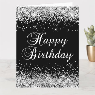 Silber Glitter Schwarz Alles Gute zum Geburtstag G Karte