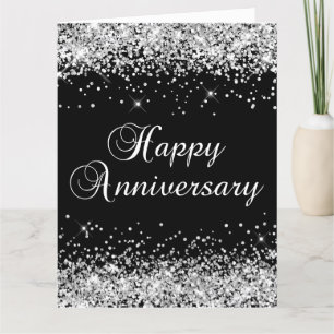 Silber Glitter Schwarz Frohes Jubiläum Karte