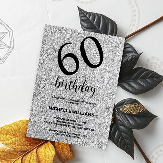 Silber Glitter Schwarz Kalligrafie Geburtstag Einladung