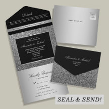 Silber Glitter Schwarze Hochzeit