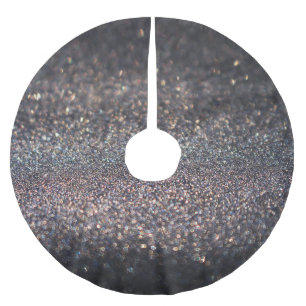 Silber Glitter: Schwarzes Bokeh Weihnachten Polyester Weihnachtsbaumdecke